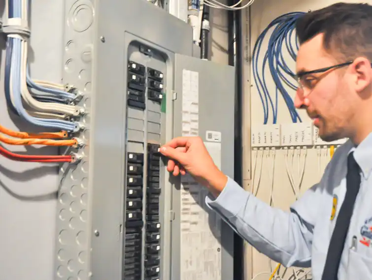 Electrical Inspection, Electrical panel inspection, Electrician inspecting the electrical panel in Calgary, Edmonton and Red Deer