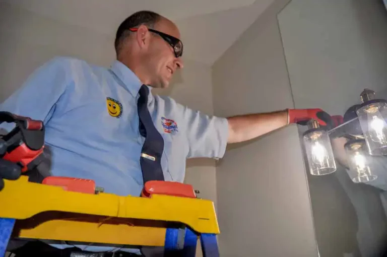 Bathroom Lighting, installation of bathroom light by an electrician in Calgary, Edmonton and Red Deer